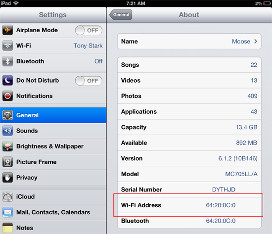 Find your WiFi MAC address – Bssd72